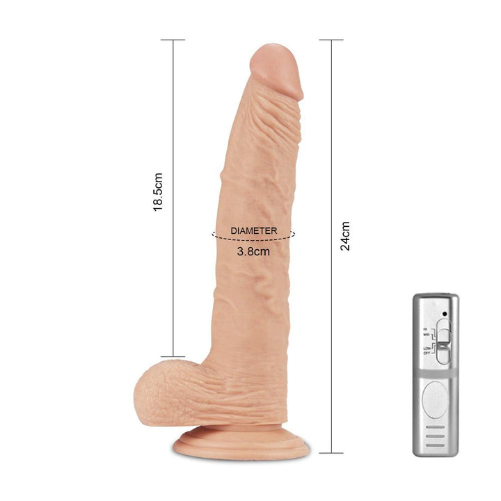 Lovetoy Real Extreme 9.5'' Vibrating Realistic Dildo with Suction Cup Base - Light