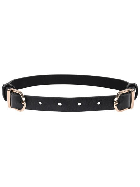 Sportsheets Sex and Mischief Double Buckle Day Collar - Black and Gold