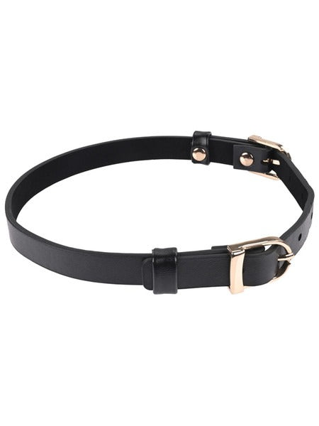 Sportsheets Sex and Mischief Double Buckle Day Collar - Black and Gold