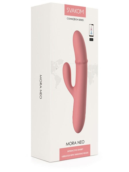 Svakom Mora Neo Rabbit Vibrator with Thrusting Beads - Peach Pink