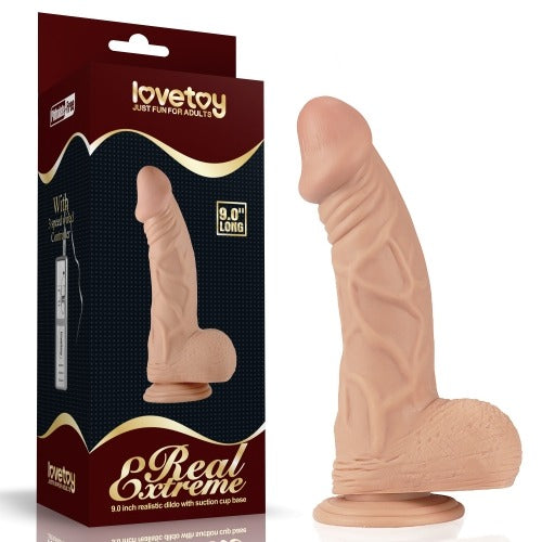 Lovetoy Real Extreme 9'' Realistic Dildo with Balls - Flesh