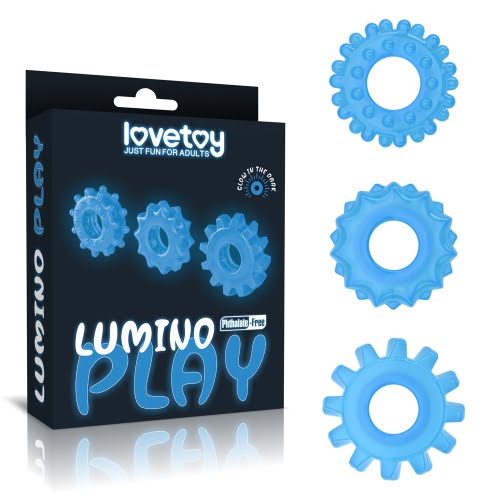 Lovetoy Lumino Play 3pc Cock Rings - Glow in the Dark