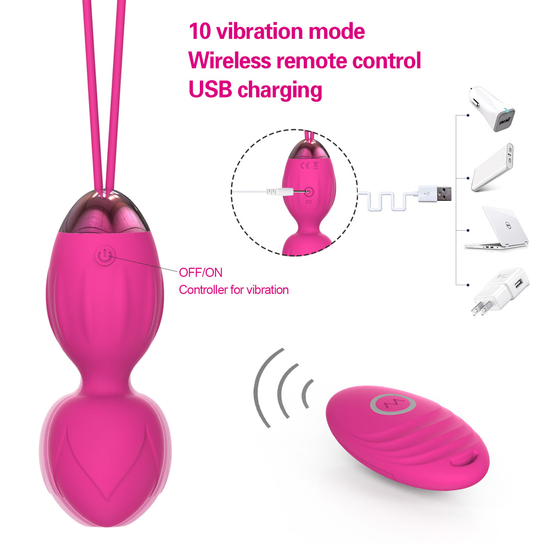 y.Love Cherry Vibrating Kegel Ball Training Set 4pc with Remote Control - Pink