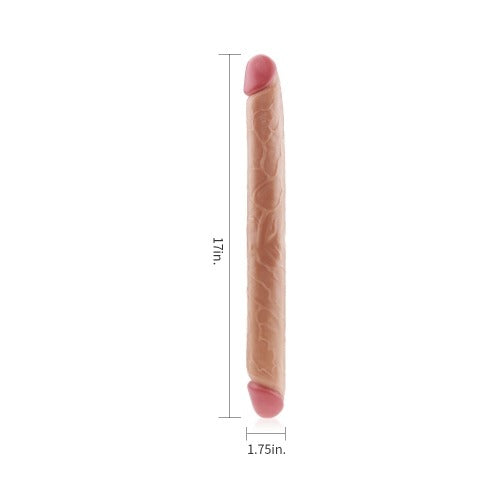 Lovetoy King Size 17'' Slim Ultra Realistic Double Dildo - Flesh