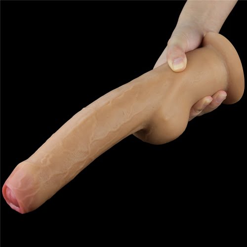 Lovetoy Dual Layered Silicone Uncut 11" Realistic Dildo with Handle