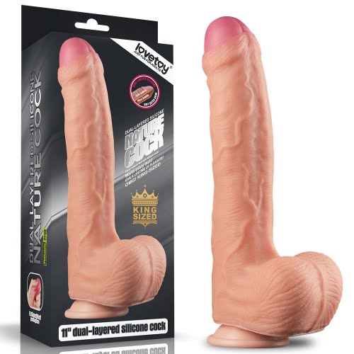 Lovetoy 11" Nature Cock  Dual Layered Silicone Realistic Dildo