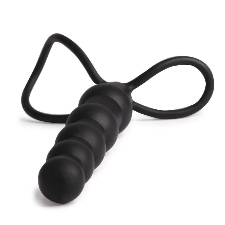 CalExotics Silicone Love Rider Beaded Dual Penetrator Cock Ring