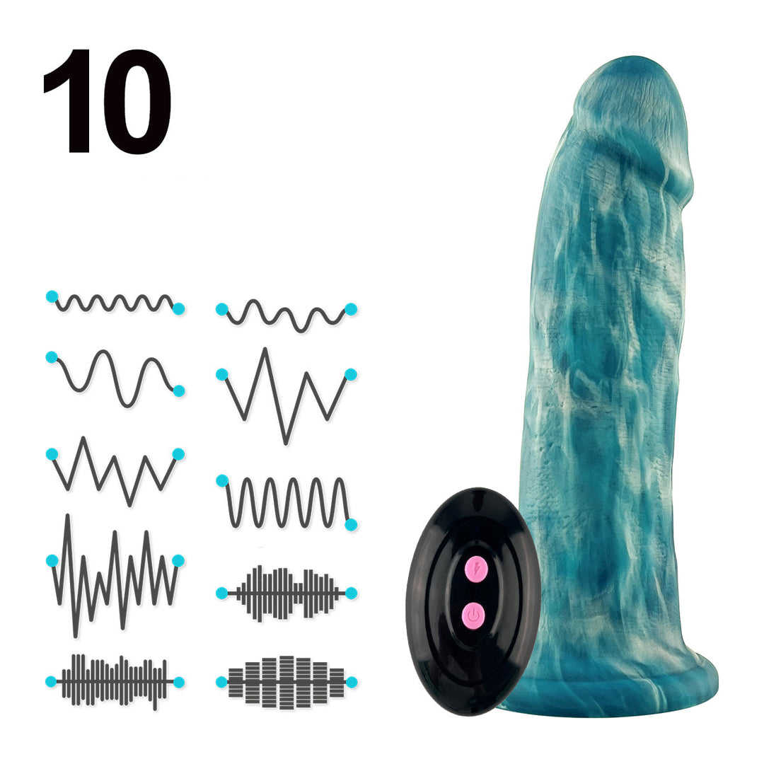 Liquid Silicone Series 8.6'' Thrusting & Vibrating Dildo with Remote - Blue