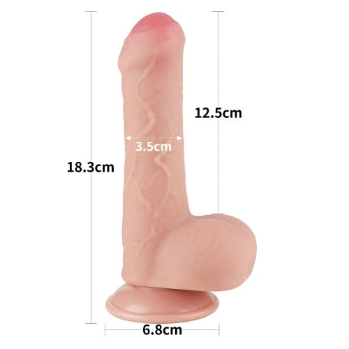 Lovetoy 7"Sliding Skin Dual Layer Dildo - Light