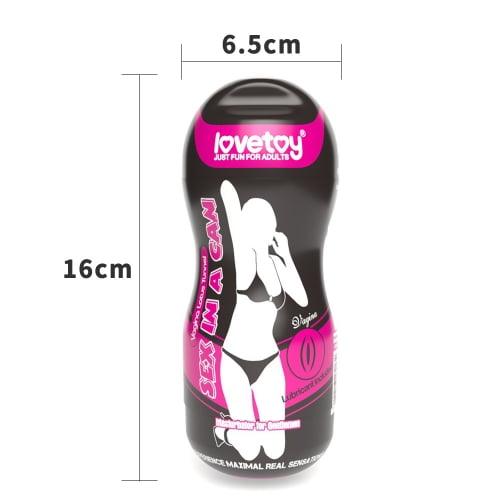 Lovetoy Products Sex In A Can Lotus Tunnel Vibrating Masturbator - Vagina - Pink Can