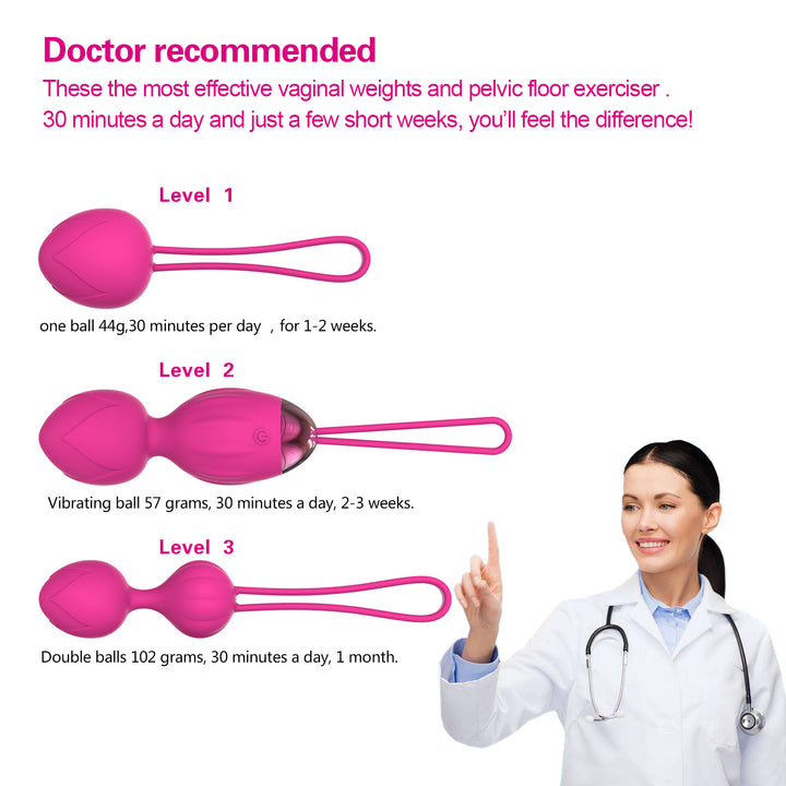 y.Love Cherry Vibrating Kegel Ball Training Set 4pc with Remote Control - Pink