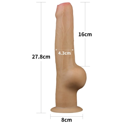 Lovetoy Dual Layered Silicone Uncut 11" Realistic Dildo with Handle