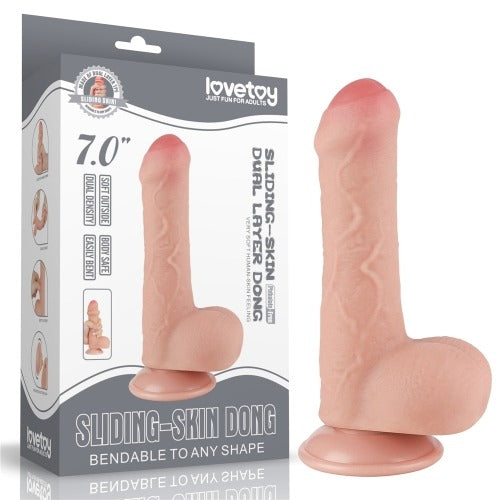 Lovetoy 7"Sliding Skin Dual Layer Dildo - Light