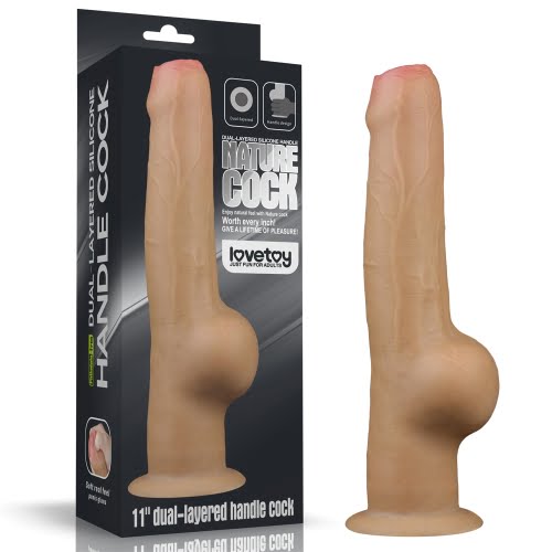 Lovetoy Dual Layered Silicone Uncut 11" Realistic Dildo with Handle