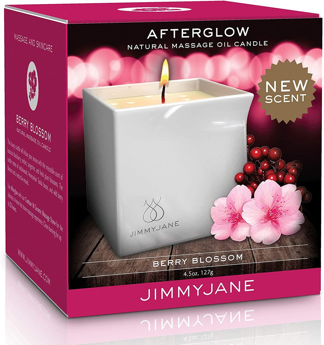 JimmyJane Afterglow Natural Massage Oil Candle - Berry Blossom
