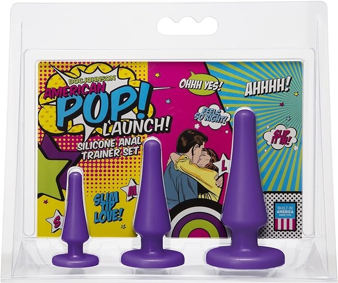 Doc Johnson American Pop! Launch Silicone Anal Plug Trainer Kit - Purple