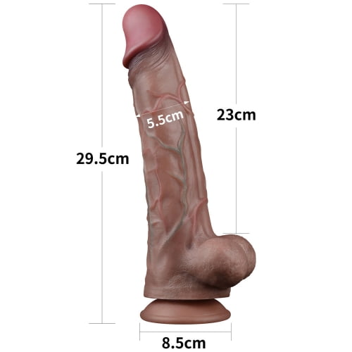 Lovetoy Dual Layered Silicone 11.5"Realistic Dildo Suction Cup - Tan