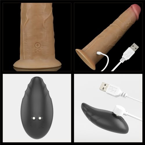 Nature Cock Dual Layered Silicone 8'' Rotating Dildo Remote Control