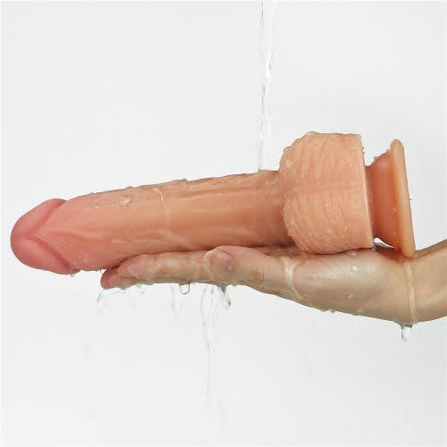 Lovetoy Liam 8.5" Rechargeable  Dual Layered Silicone Rotating Nature Cock with Vibration - Light