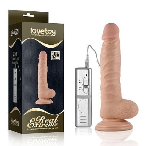 Lovetoy Real Extreme 8.5'' Vibrating Realistic Dildo with Suction Cup Base