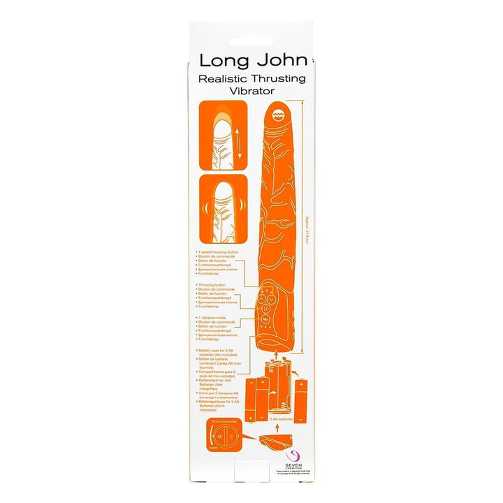 Seven Creations Long John Realistic Thrusting Vibrator - Black