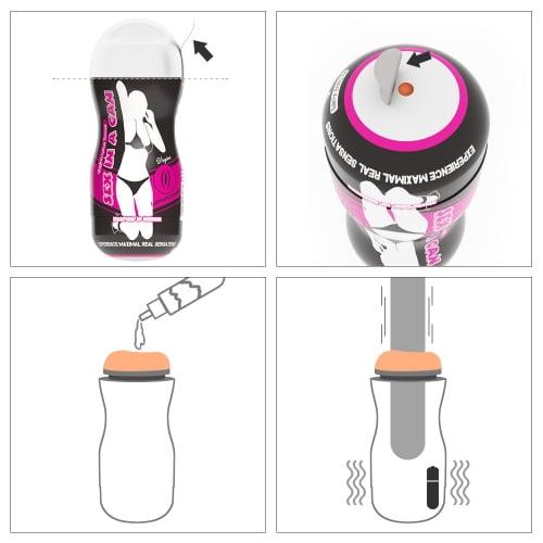 Lovetoy Products Sex In A Can Lotus Tunnel Vibrating Masturbator - Vagina - Pink Can