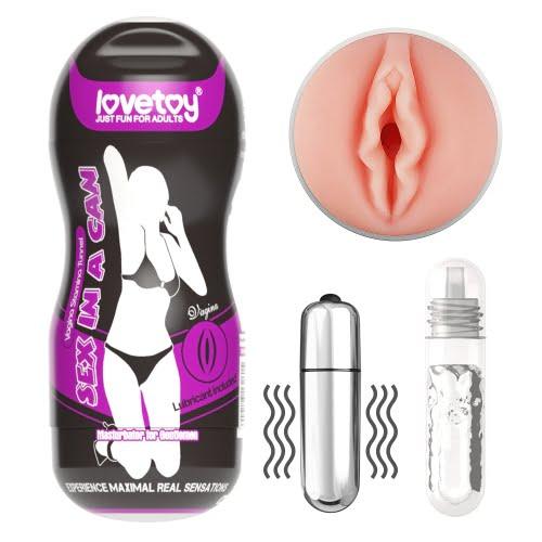 Lovetoy Products Sex In A Can Stamina Tunnel Vibrating Masturbator - Vagina - Purple Can