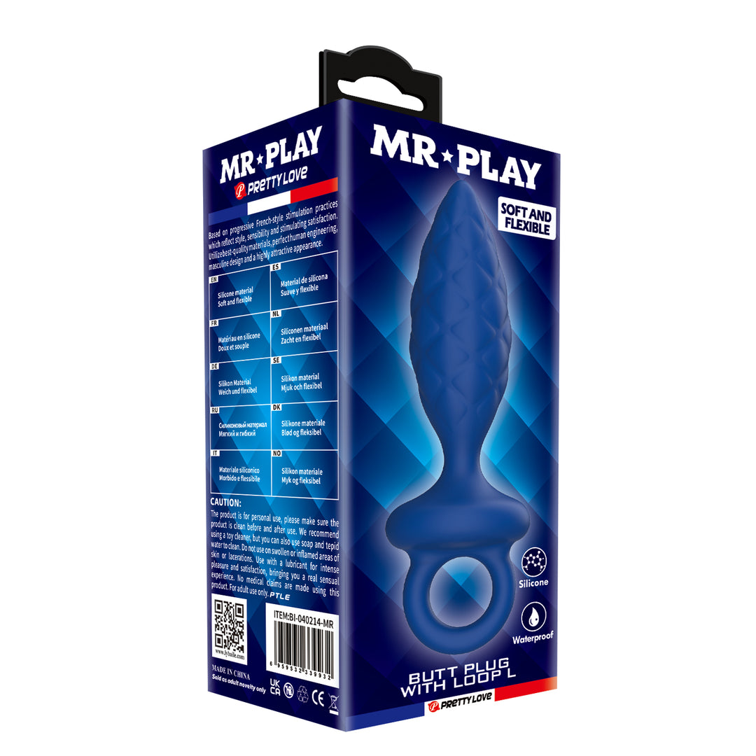 Mr Play John Silicone Butt Plug with Handle Loop