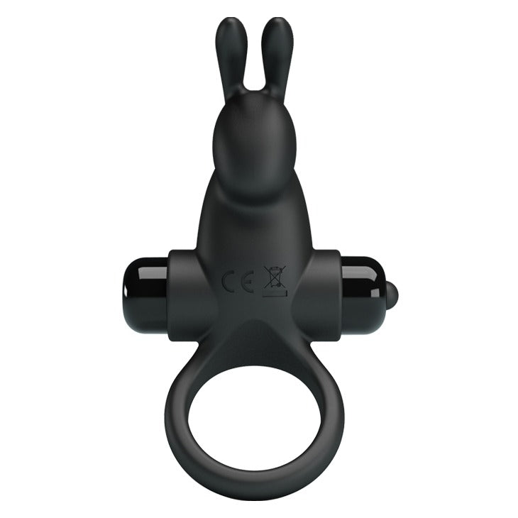 Pretty Love Vibrating Rabbit Cockring - Black