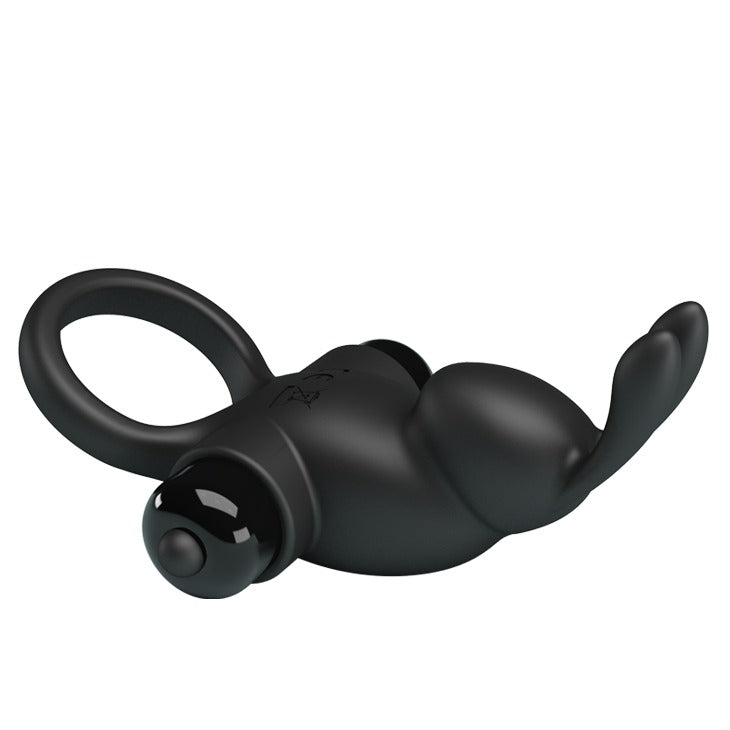 Pretty Love Vibrating Rabbit Cockring - Black