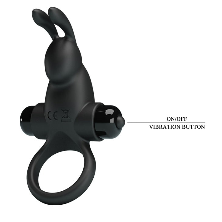 Pretty Love Vibrating Rabbit Cockring - Black