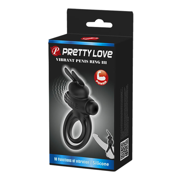 Pretty Love Vibrating Penis Ring III - Black