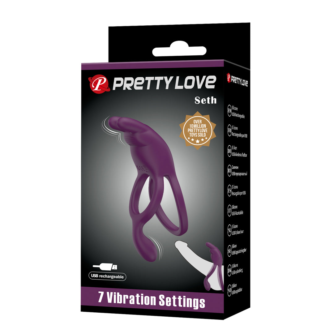 Pretty Love Seth Rechargeable Vibrating Cock & Ball Silicone Cock Ring