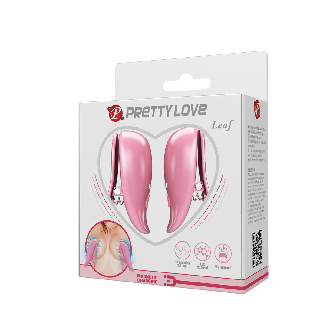 Pretty Love Leaf Vibrating Rechargeable Nipple Clamps