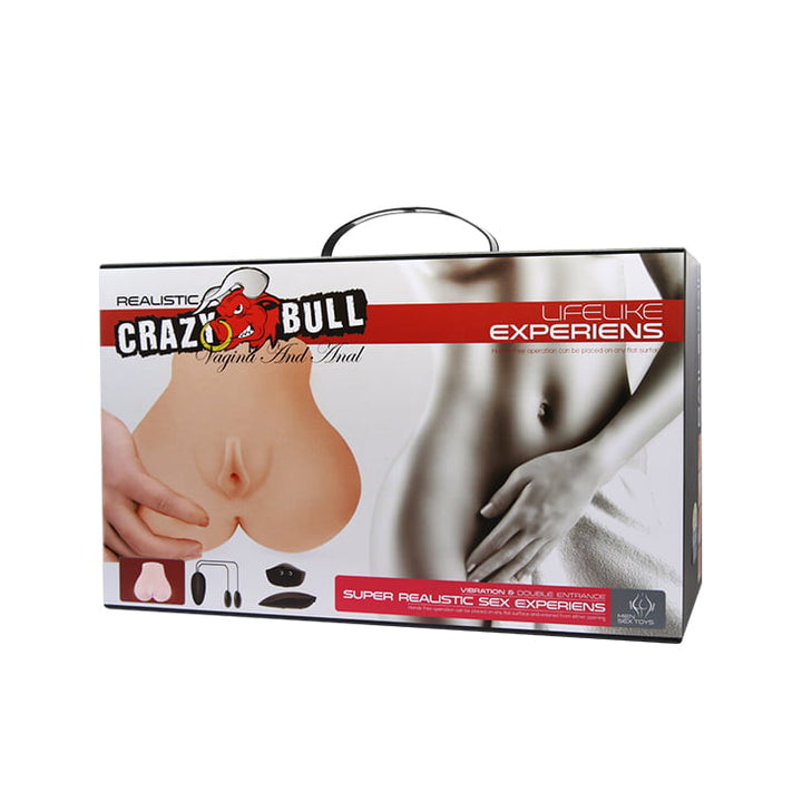 Crazy Bull  Realistic Vagina & Ass Vibrating Masturbator - Light