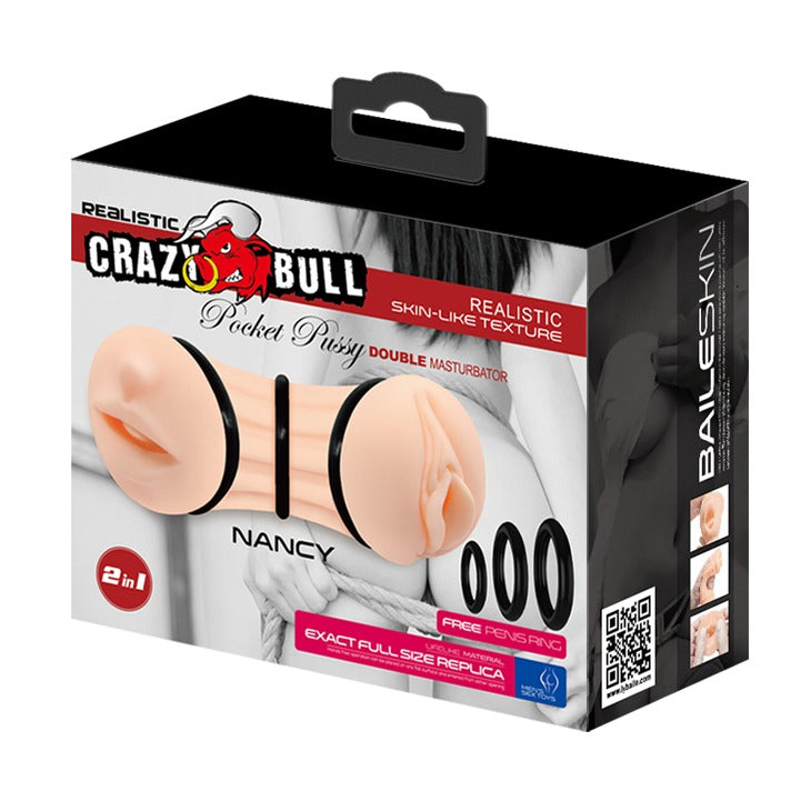 Crazy Bull Nancy Realistic Mouth & Vagina 3-Ring Stoker