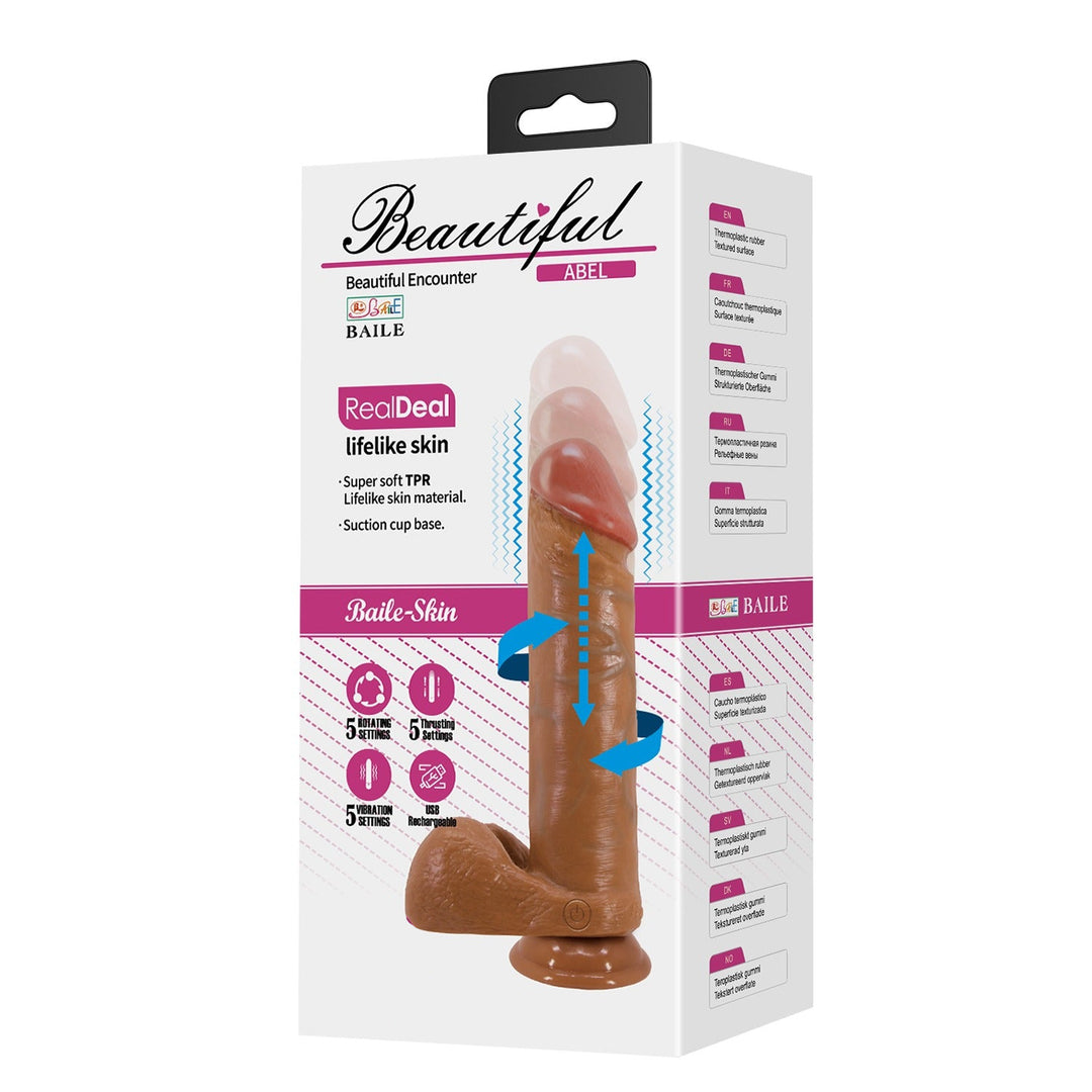 Beautiful Encounter Abel 7.5" Thrusting & Rotating Rechargeable Vibrating Dildo - Thrusting Vibrator - Australia - Sexy Devil