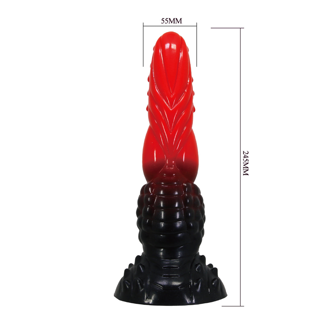 Power Monsters 9.6" Fire Dragon Rippled Silicone Dildo