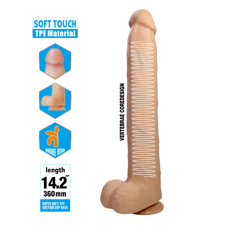 Pretty Love Dany 14.2" Lifelike Bendable Super Huge Fantasy Dildo
