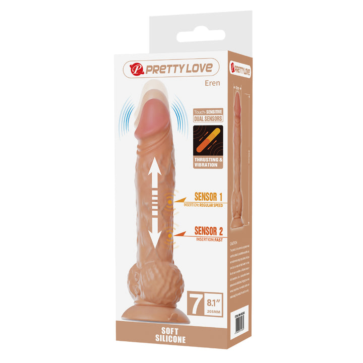 Pretty Love Eren 8.1" Thrusting & Vibrating Silicone Dildo