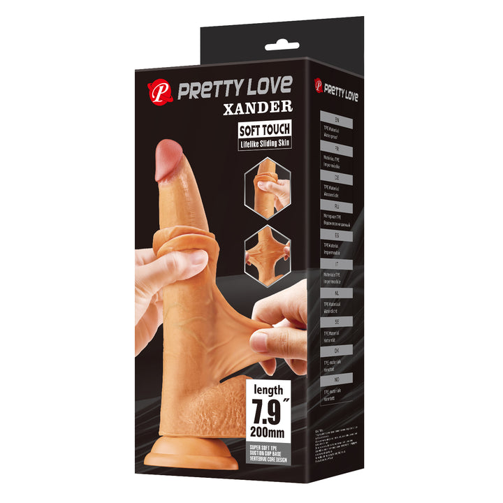Pretty Love Xander 7.9" Soft Touch Sliding Skin Dildo