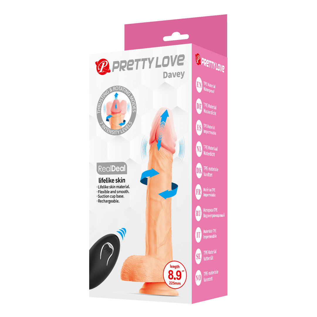 Pretty Love Davey Thrusting & Rotating 8.9" Dildo with Remote Control