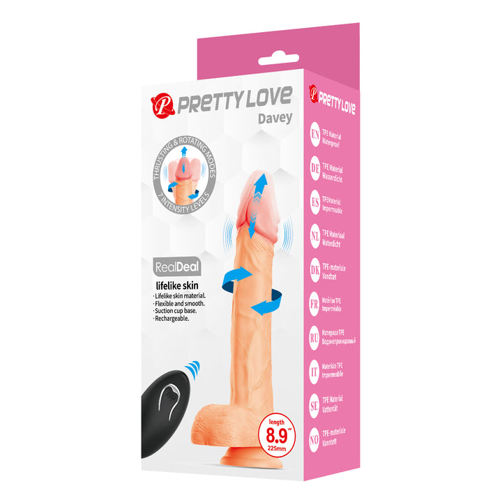 Pretty Love Davey Thrusting & Rotating 8.9" Dildo with Remote Control