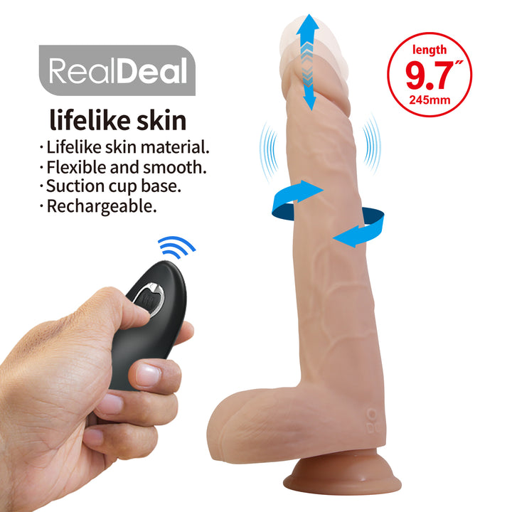 Pretty Love Nolan Thrusting & Rotating 9.7" Dildo with Remote Control