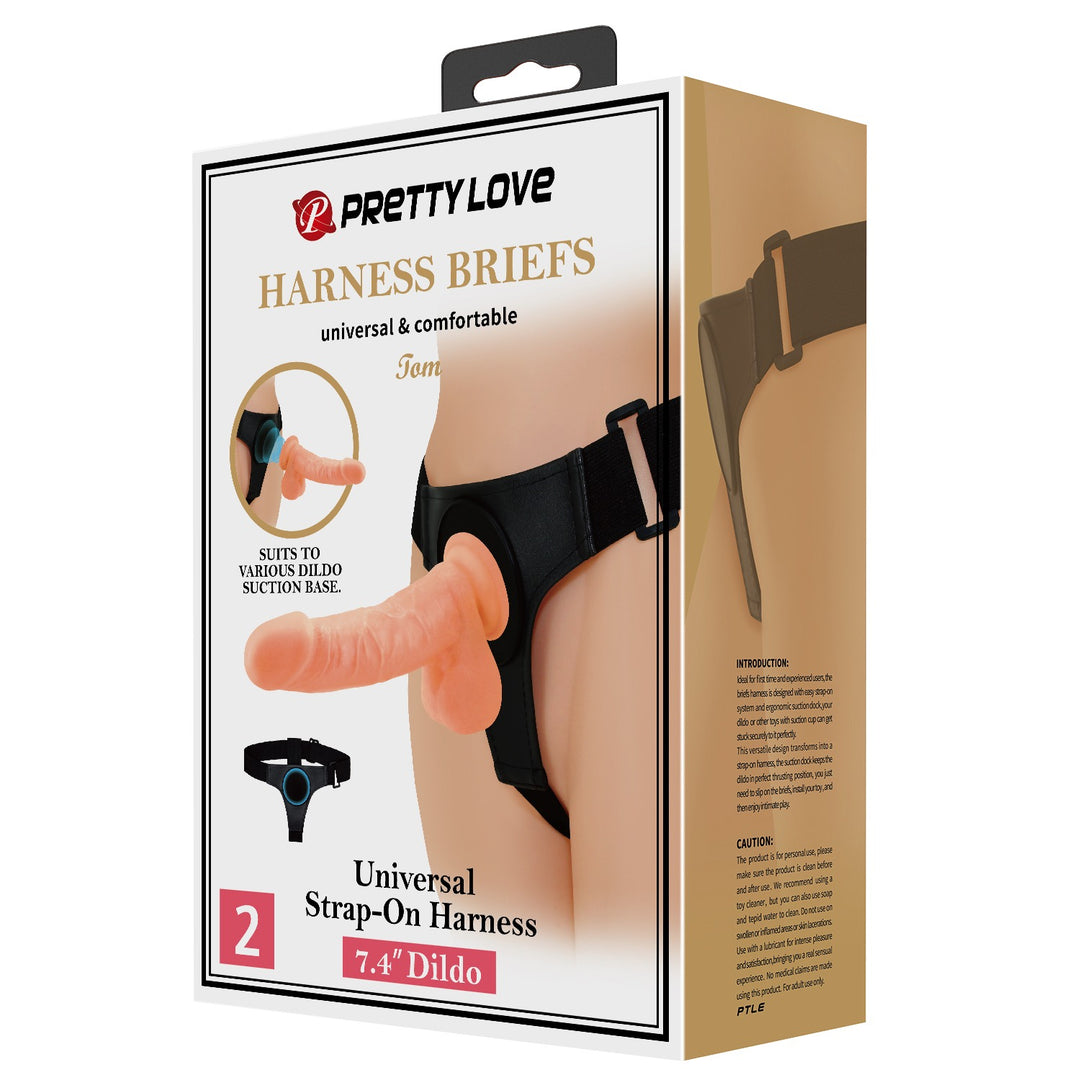 Pretty Love Tom Universal Strap-On Harness with 7.4" Dildo