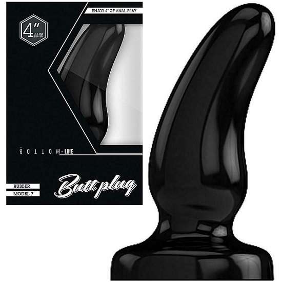 Shots Toys Bottom Line 4" Butt Plug - Model 7 - Black