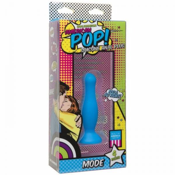 Doc Johnson American Pop! Mode 4" Silicone Anal Plug - Blue