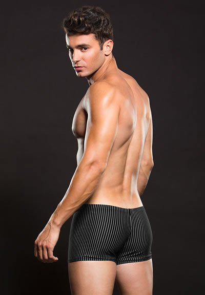 Envy E041-BLK Microfibre Low-Rise Pinstripe Boxer - L/XL - Black/White