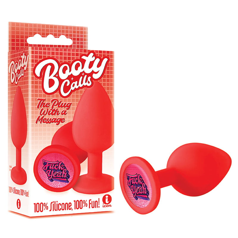 Icon Brands Booty Talk Anal Plug with a Message - Fuck Yeah - Red