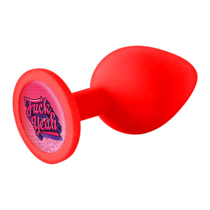 Icon Brands Booty Talk Anal Plug with a Message - Fuck Yeah - Red